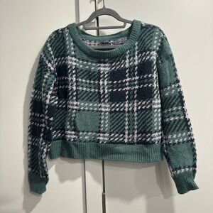 Plaid Green Cropped Sweater